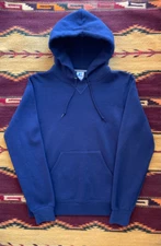 Y2K Russell Athletic Blank Hoodie Men’s Small Navy Blue Blank Basic Boxy Faded 