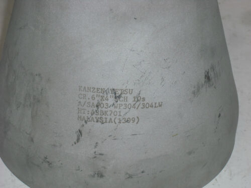 Kanzen Tetsu 6" x 4" Schedule 10 Pipe Concentric Reducer, 304L Stainless Steel - Picture 3 of 3