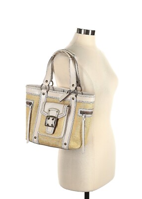 Vintage Coach Legacy Bag Shopper Natural Straw White Leather