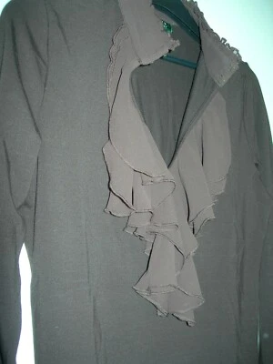 Chemise jersey manches longues marron femme RALPH LAUREN col à jabot T S - Photo 1/4