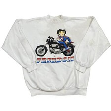 Vintage Betty Boop Freedom Biker Crewneck Sweatshirt Men's L
