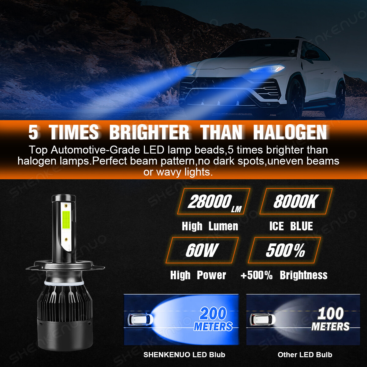 For Chevy Aveo/Aveo5 2009-2011 4x LED Headlight 8000K 9003+H3 Fog