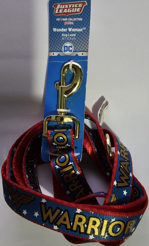 Justice League Dog Leash Wonder Woman Logo Warrior Stars Red Gold Blue White 6′
