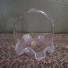 Vintage Fenton Art Glass pink Opalescent Hobnail mini basket