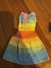 Vintage 1960s Barbie Rainbow Stripe Dress Mattel Black White Tag Doll Clothes