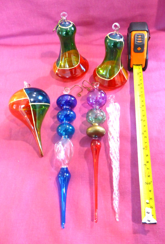 RARE VTG ITALY HANDBLOWN HANDPAINTED STAINED ART GLASS CHRISTMAS ORNAMENTS - 6