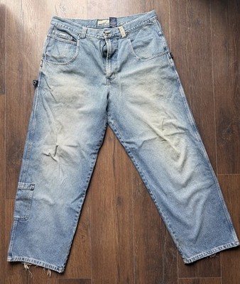 Vintage Y2K Paco Jeans Light Blue Super Baggy Distressed Skater Jeans Size 40x33