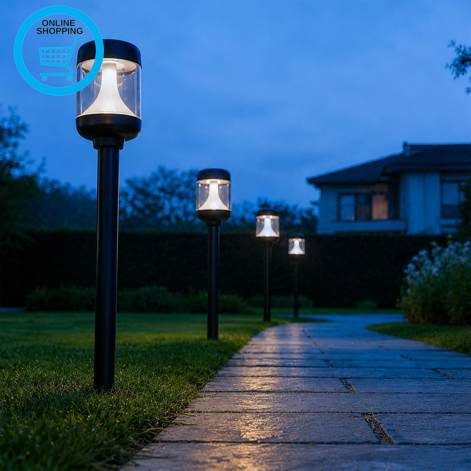 Solar Lights Outdoor Garden, 4 Pack Warm White LED Solar Powered Waterproof IP65