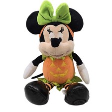 Disney Store Minnie Mouse Pumpkin Halloween Plush Toy Jack O'Lantern Authentic