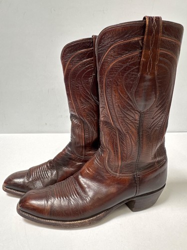Lucchese San Antonio Western Cowboy Boots Size 10A Leather Mens French Toe Brown