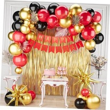 Red Black Gold Birthday Decorations for Girl Boy,Red Black Gold Balloons with