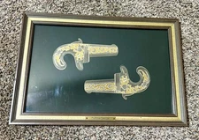 Rare Franklin Mint Pocket Derringers 24k Gold & Sterling Silver Silhouette Frame