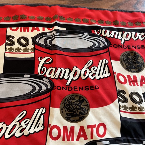 Andy Warhol Foundation 33 x 33 Square Silk Scarf Campbell’s Soup Italy - Picture 11 of 24