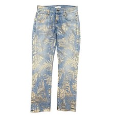 7 For All Mankind Jeans Women Sz 25 Light Wash Palm Leaf All Over Print USA Made