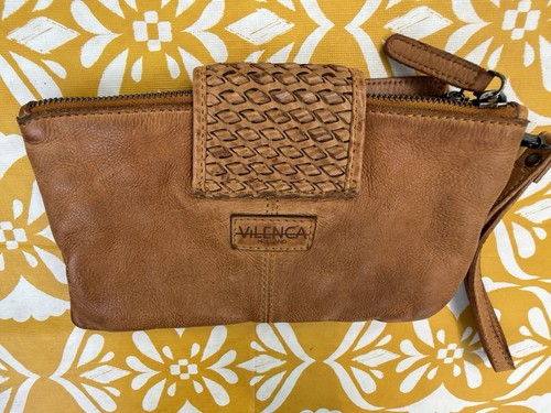 Vintage Vilenca Holland cognacfarben Echtleder geflochten Geldbörse Clutch Kalbsleder 9” x 5” - Bild 5 von 10