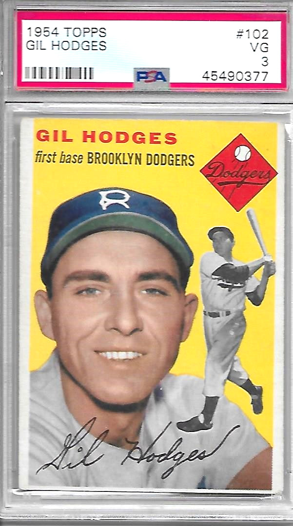 1954 Topps Baseball #102  GIL HODGES  PSA 3  Hall of Fame   Brooklyn Dodgers