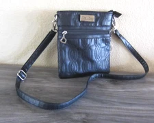 Belle Russo Quilted Black Crossbody Bag Silver-Tone Hardware Faux Leather