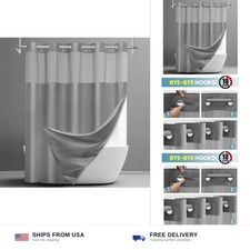 SORTTO No Hook Shower Curtain with Snap in Liner Set Waffle Shower Curtain fo...