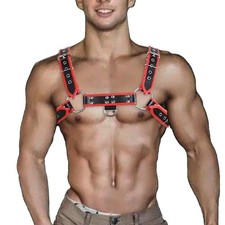 Punk PU Leather Harness for Man Adjustable Leather Harness Body Chest Half Ha...