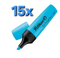 15 X Pelikan Textmarker Leuchtmarker 490 Highlighter 490 Marker 2 - 5 Mm, Blau