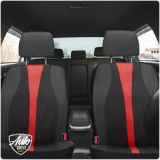 Auto Drive 2-Piece Black-Red Marlo Seat Covers Vegan Leather