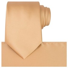 Satin Tie Set Solid Ties for Men Necktie and Pocket Square Elegant Design