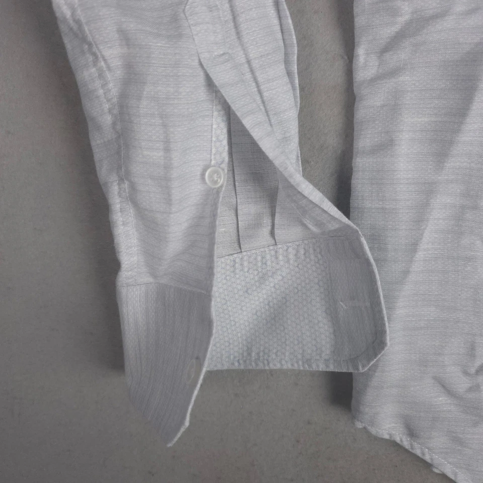 Robert Graham Men's Linen Blend Dress Shirt Classic Fit White Pattern Medium - Image 4 of 4