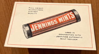 Vintage Jennings coin operated mint vending machine brochure