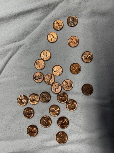 1959-1964 AU pennies - mixed set of 25 coins
