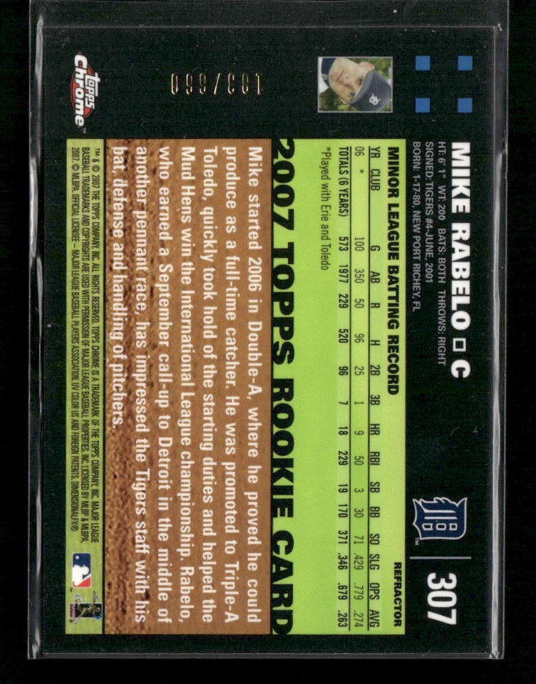 2007 Topps Chrome #307 Mike Rabelo White Refractors #/660 - Image 2 of 2