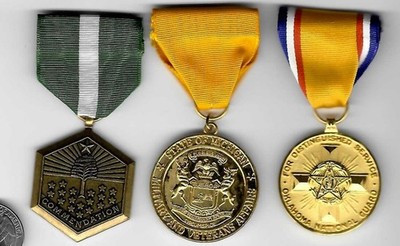 Lot of 3 National Guard Medals Minnesota Michigan & Merit Medal plus OklahomaDSM