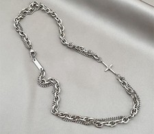 Collana Uomo Donna A Doppia Catena e Maglia Differente In Acciaio Inossidabile.