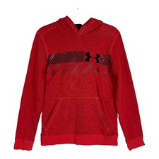 Under Armour Hoodie Youth Large Red ColdGear Pullover Kangaroo Pocket Logo