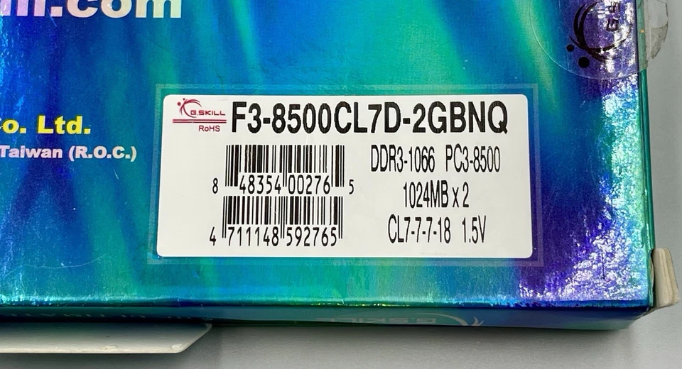 G. Skill 2MB Desktop Gaming Memory (2 x 1MB) F3-8500CL7D-2GBNQ New Open Box - Image 3 of 4