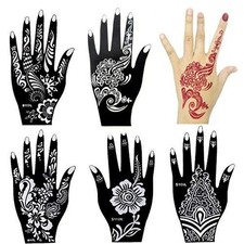 Xmasir 6 Sheets India Henna Tattoo Stencil Kit for Women Girl Hand Art Painti...