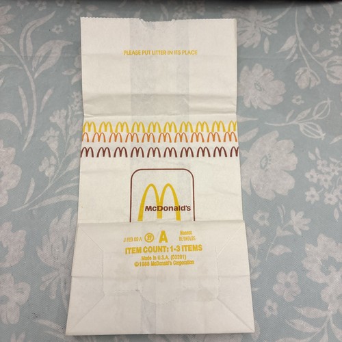 Vintage 1986 McDonald's Unused Paper Bag Sack #4 (1-3 Items)