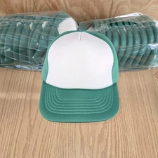 Vintage Blank Green White YoungAn Puffer Foam  Mesh Adj Snapback Trucker Hat