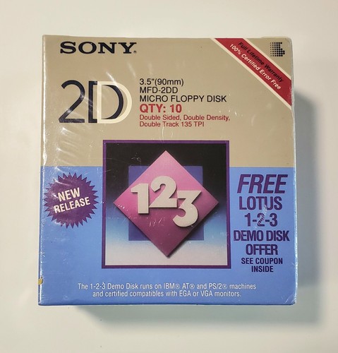 Sony 2DD 3.5" Floppy Disks MFD-2DD Double Sided Double Density 10 Pack Sealed