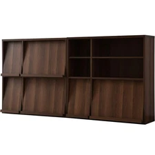 YM World Display Rack Bookshelf Large Capacity with Door Slim Width 92cm Se 231