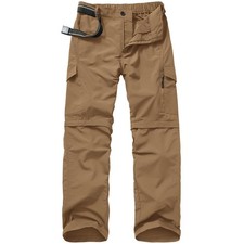 Mens Hiking Pants Quick Dry Lightweight Fishing Convertible Zip Off Safari Tr...