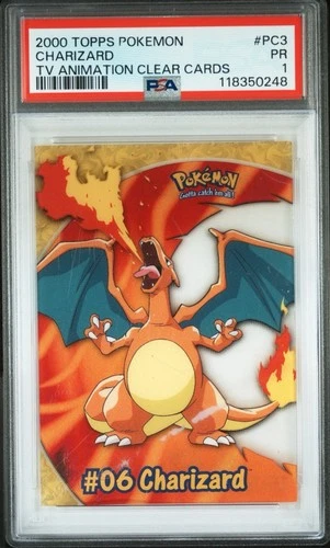 POP 2 - 2000 Topps Pokémon TV Clear Cards CHARIZARD #PC3 PSA 1