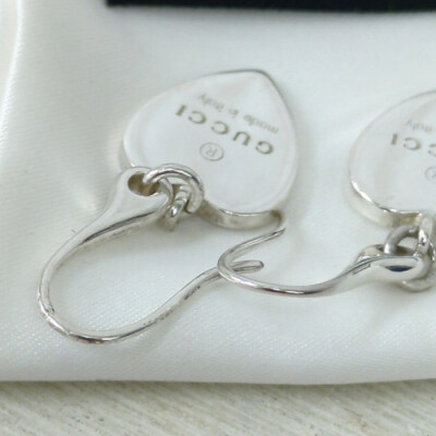 GUCCI Silver 925 Trademark Heart Earrings, Made in Italy [VG