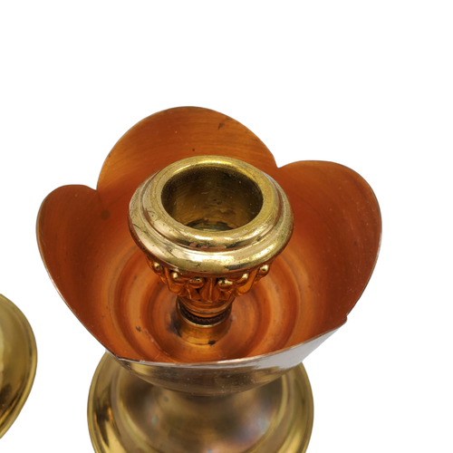 Vintage Tulip Style Brass Candlestick Candle Holders - Picture 4 of 11