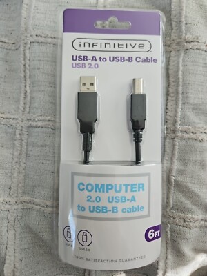 Infinitive USB-A To USB-B Cable USB 2.0 6FT SEALED NEW Free Shipping 