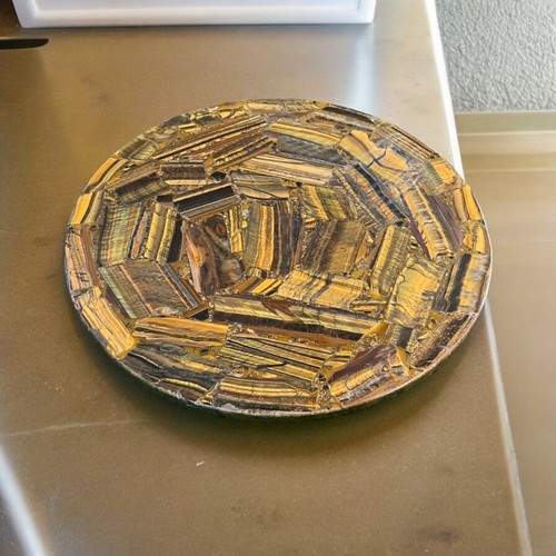 Tiger Eye Table Top, Tiger Eye Stone Table, Tiger Eye Side Table, Round Tiger Ey - Picture 5 of 13