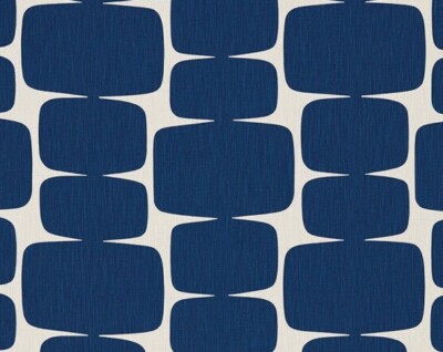 Harlekin/Spross Gardinenstoff 'LOHKO' 2,4 Meter Indigo/Jasmin - Baumwollmischung