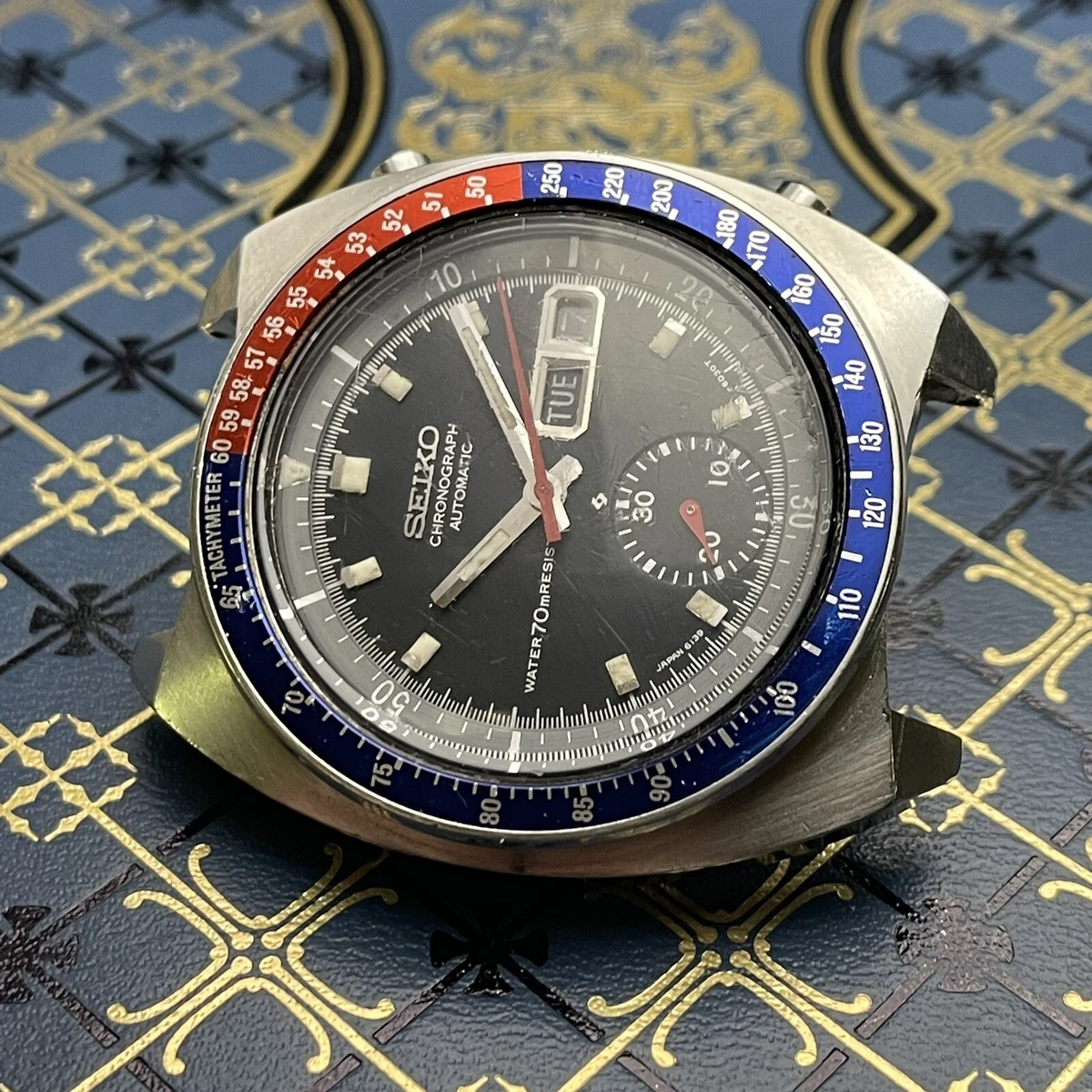 1971 Seiko 6139-6002 6005 Cevert Blue Resist Dial CRISP ORIGINAL For SERVICE