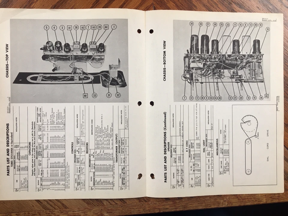 Carpeta fotofactos Howard W Sams modelos Crosley 56TS y 56TR de colección manual de piezas de radio Foto 3 de 4