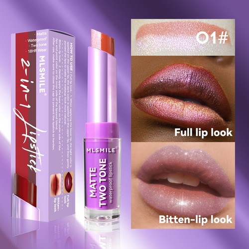 Matte Two-Tone Waterproof LipStick Velvet Lip Pen Lip Gloss Sexy Makeup Fashion - Picture 5 of 12