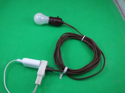 BROWN ELECTRICAL WIRE WITH PLUG, LAMP SOCKET & SWITCH